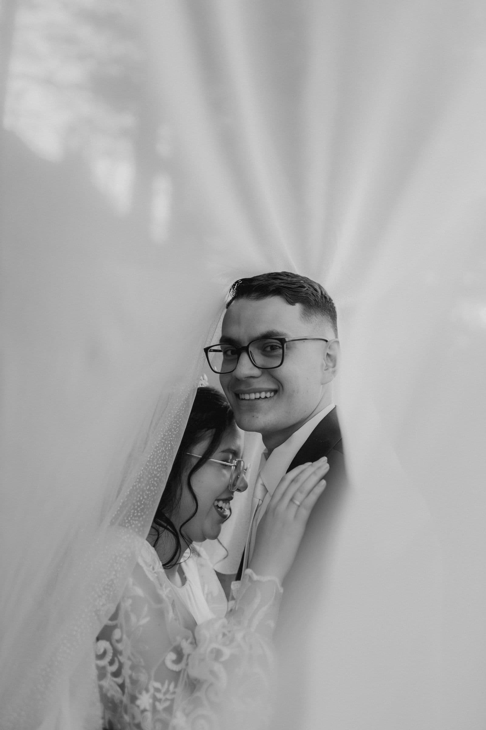 The couple in a quiet moment after the ceremony