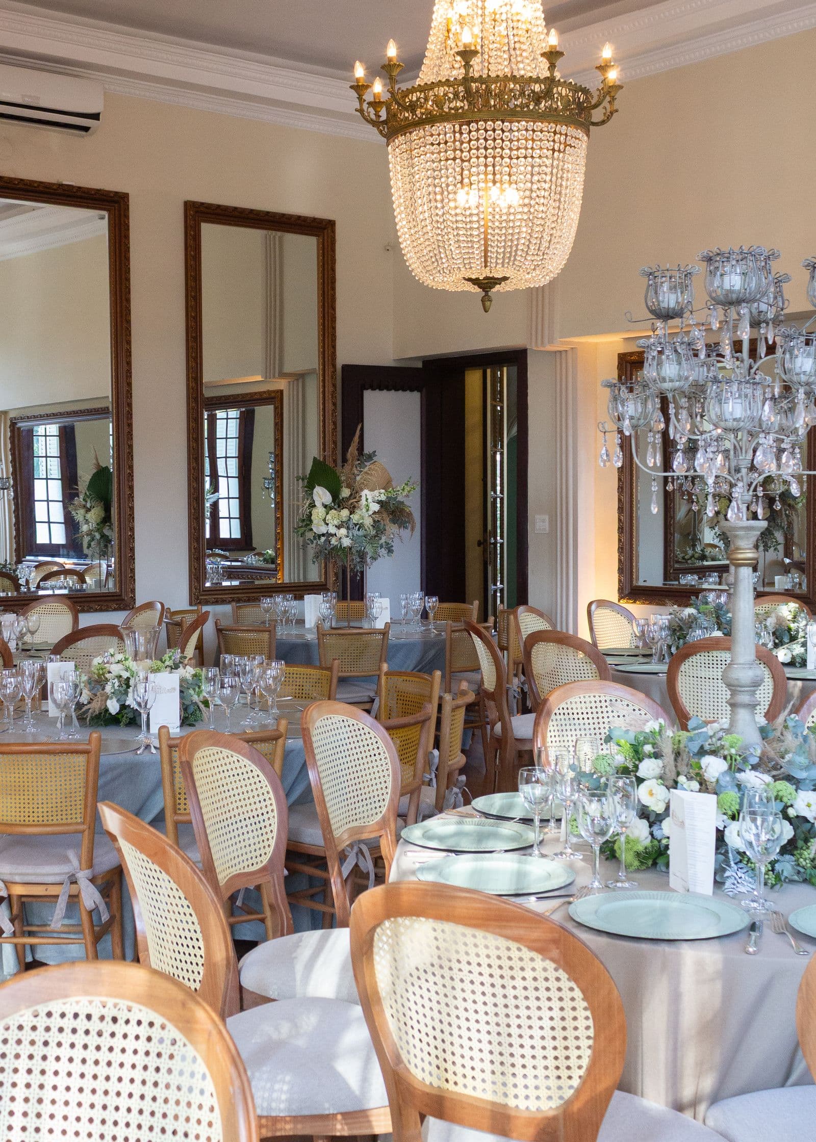 Elegant wedding reception prepared for guests